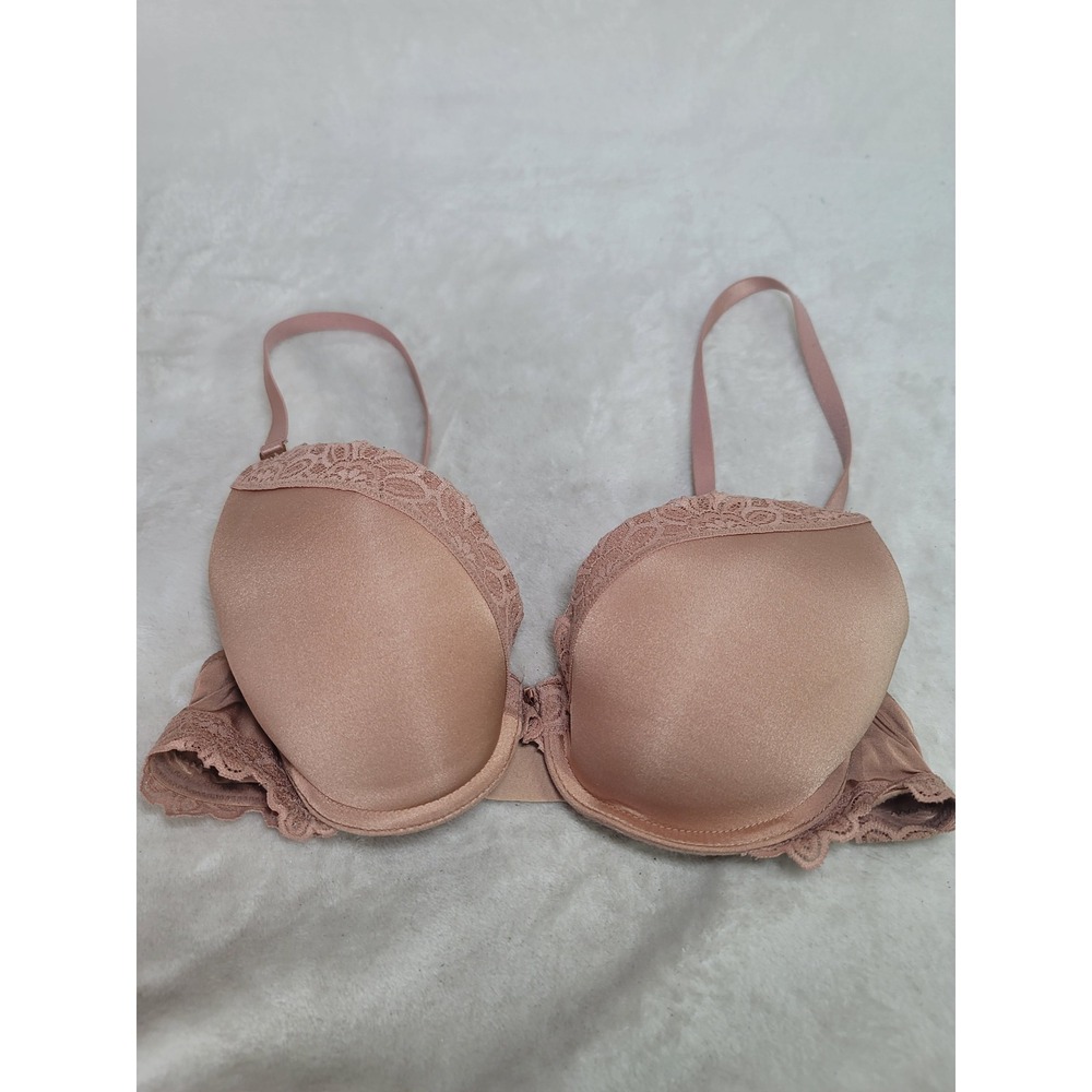 Aerie Beige Bra Feminine Lace Trim Padded Push Up Underwire 36B Coquette Girl
